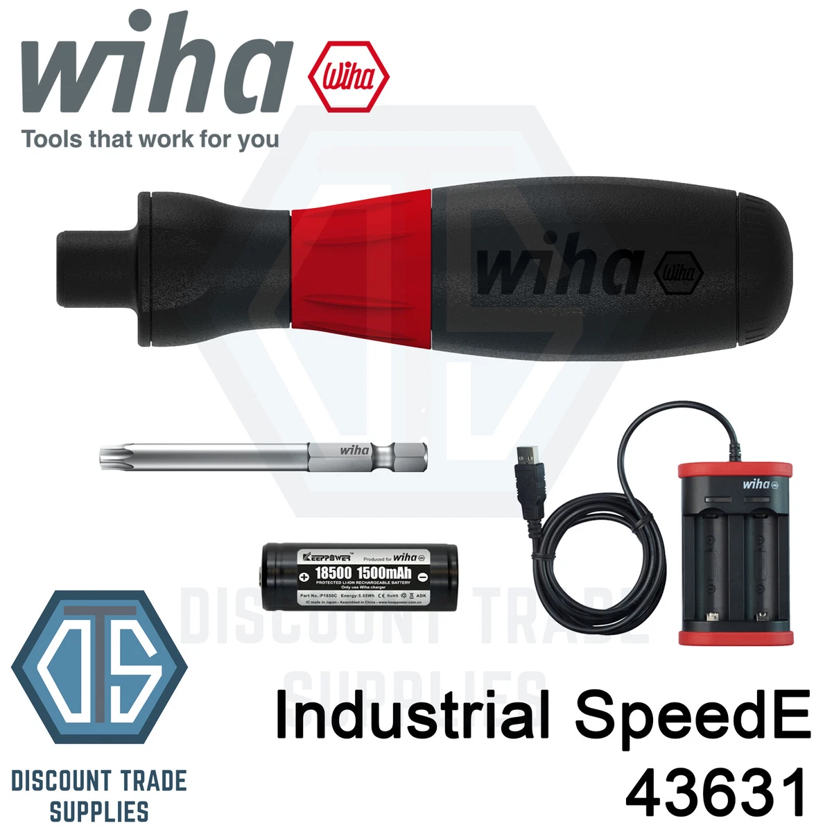 Wiha 43631 Industrial SpeedE Electric Screwdriver USB Charger T20 Bit German