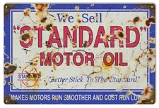 WE SELL STANDARD MOTOR OIL 18" HEAVY DUTY USA MADE METAL GAS STATION ADV SIGN