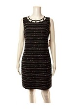 VINCE CAMUTO women’s black sleeveless embroidered dress Sz 4