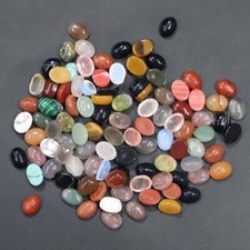 100pcs Mixed Natural Stone Oval CAB CABOCHON 6X8mm for DIY Jewelry No Holes