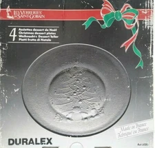 Les Verreries de Saint Gobain Duralex Christmas Tree 4 Tempered Dessert Plates 