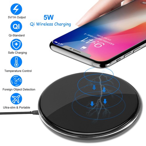 Wireless Charger Qi-Certified Ultra-Slim 5W Charging Pad for iPhone XS ...