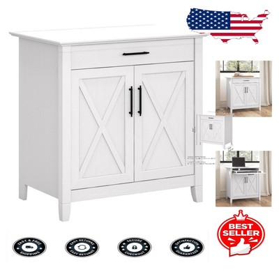 Functional White Oak Secretary Desk with Compact Design for Small Offices