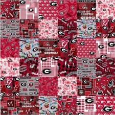 NCAA University of Georgia Cheater Quilt 58" Cotton Fabric by the Yard