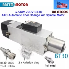 【US】4.5KW 220V BT30 ATC Automatic Tool Change Air Spindle Motor 24000rpm CNC