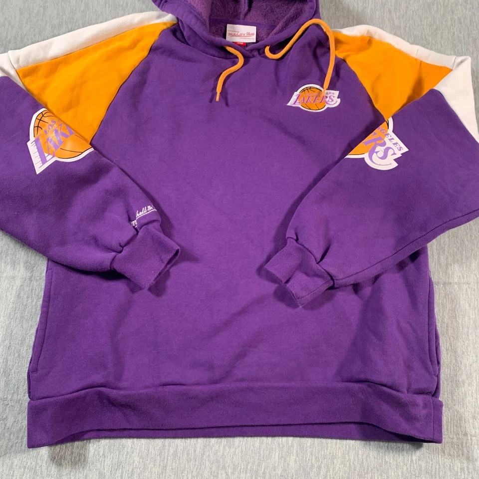 Sudadera con Capucha Los Angeles Lakers Adulto Grande Púrpura Mitchell Ness Madera Dura NBA Foto 3 de 4