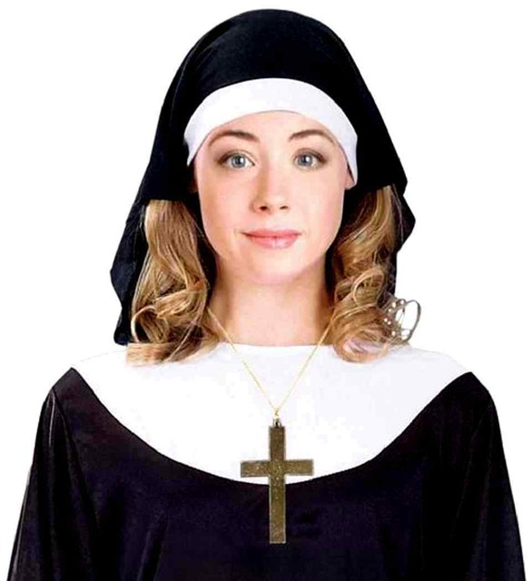 Religious Nun Kit Black White Headpiece Collar Adult Halloween Costume