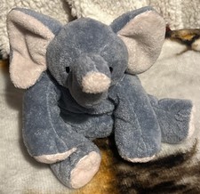 TY Pluffies Winks Elephant Plush 8" Gray Pink 2002 Vintage TyLux Bead Eyes Toy