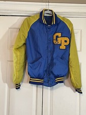 Vintage Letterman Varsity Holloway Nylon Jacket Lined Small Harrell Football