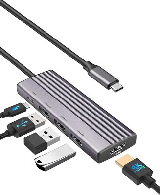 USB C Docking Station 4K@60Hz HDMI Monitor, USB C Hub with 4USB-A 3.0 Ports