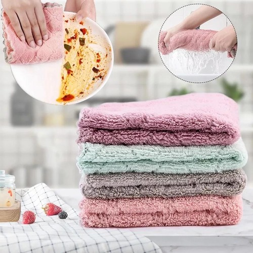 5xKitchen Cleaning Water-absorbent Dishwashing Cloth Rag Double Sided Dis🌞UK - Picture 4 of 18