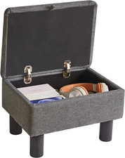 Linen Small Ottoman Foot Rest, Foot Stools with Storage Small, Upholstered Recta
