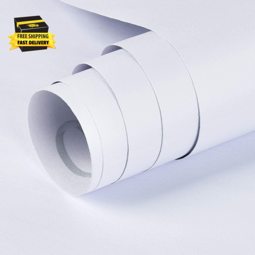15.7" X 118" Matte White Wallpaper White Contact Paper White Peel and Stick Wall