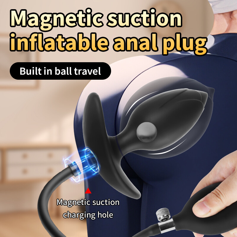 Expandable Silicone Inflatable Anal Butt Plug Stretch Anal Balloon Pump  Magnetic