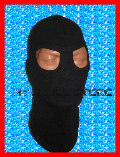 USA MADE COTTON BLACK 2 EYE HOLES BALACLAVA FULL HOOD FACE MASK NINJA SWAT BIKER - Picture 2 of 5