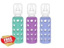 Lifefactory 9oz Glass Baby Bottles 3pk Kale Grape Blueberry Sleeve
