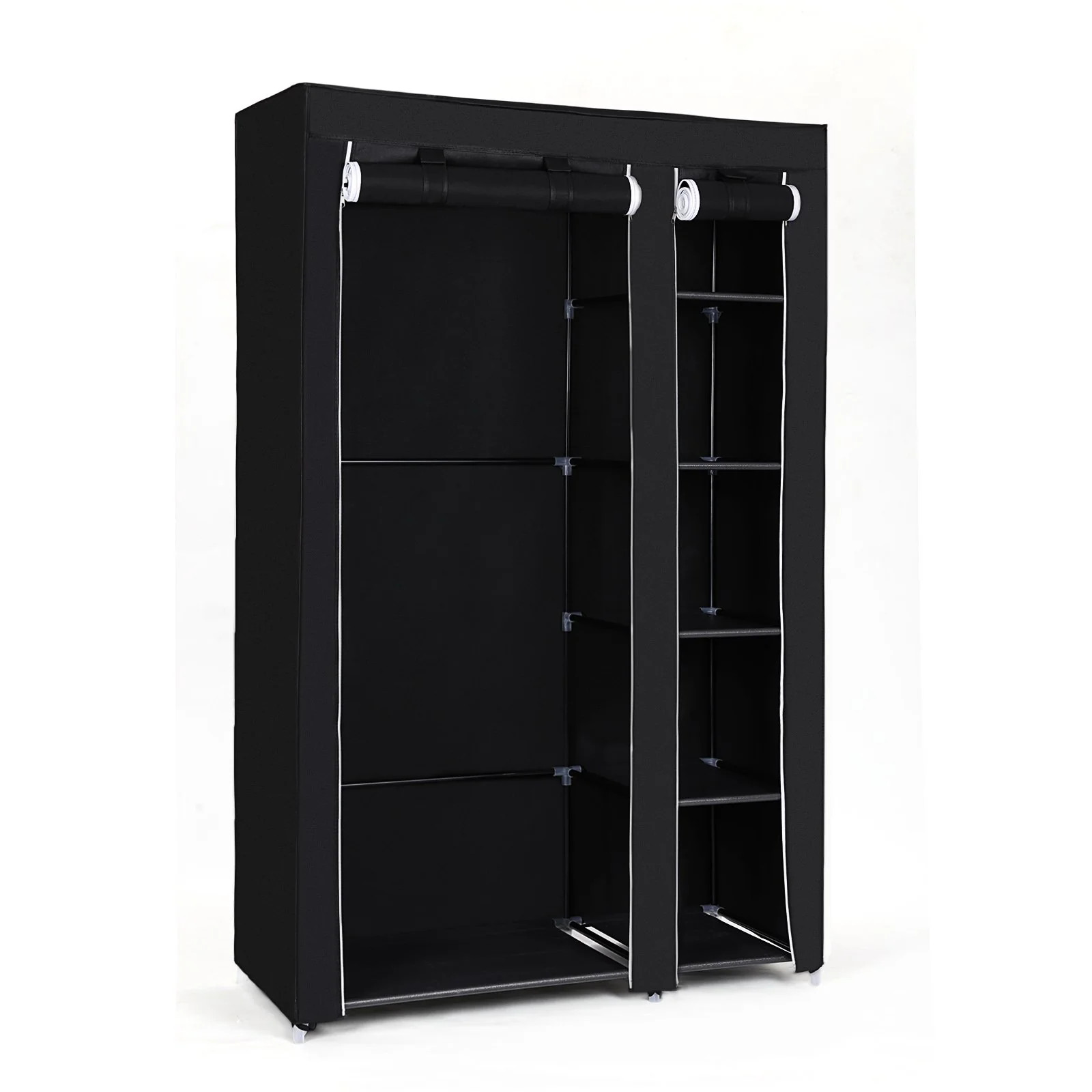 SONGMICS Double Canvas Wardrobe Clothes Storage Organiser Black, 110 x 45 x 175 cm LSF007 25 SONGMICS Double Canvas Wardrobe Clothes Storage Organiser Black, 110 x 45 x 175