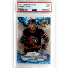 2021-22 UD ICE PREMIERES GOLD /25 #228 SHANE PINTO RC ROOKIE PSA 9 SENATORS