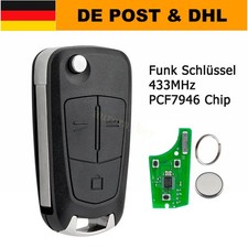 Klapp Funk Schlüssel für Opel Vectra C Signum 3 Tasten 433 MHz PCF7946 ID46 Chip