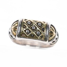 sz5.5 Lagos Caviar 18k/sterling silver beaded ring