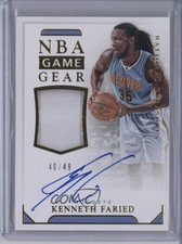 2015-16 Panini National Treasures NBA Game Gear 40/49 Kenneth Faried Auto 1u6