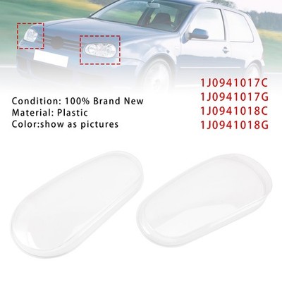 Left+Right Headlight Lens Shell Cover Lampshade For VW MK4 Golf/GTI/R32 99-2005