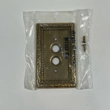 Vtg Anglo American Brass Co. Push Button Ornate Light Switch Plate NIP Gold Tone