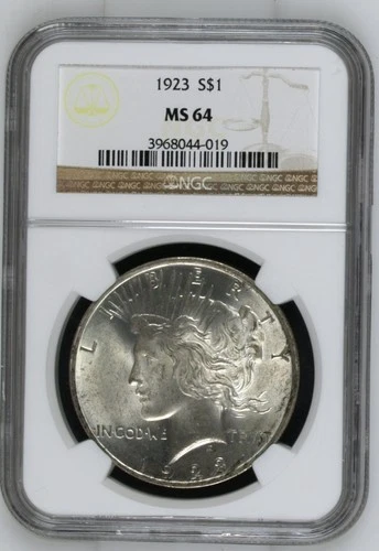 1923 Peace Silver Dollar $1 – NGC MS 64 – Bright White Uncirculated Coin