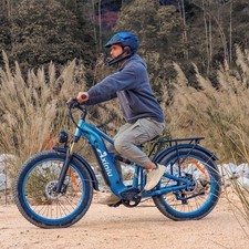 New 1800W 52V 30Ah E-Bike 35 MPH 26" Fat Tire Snow Electric Bicycle Blue