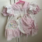 Vintage Cradle Togs Infant Dress & Bonnet Set Embroidered Floral Pink 12 Months