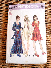 Vintage 1970s Simplicity Sewing Pattern 5347 B34 Long Cottagecore Maxi Tea Dress