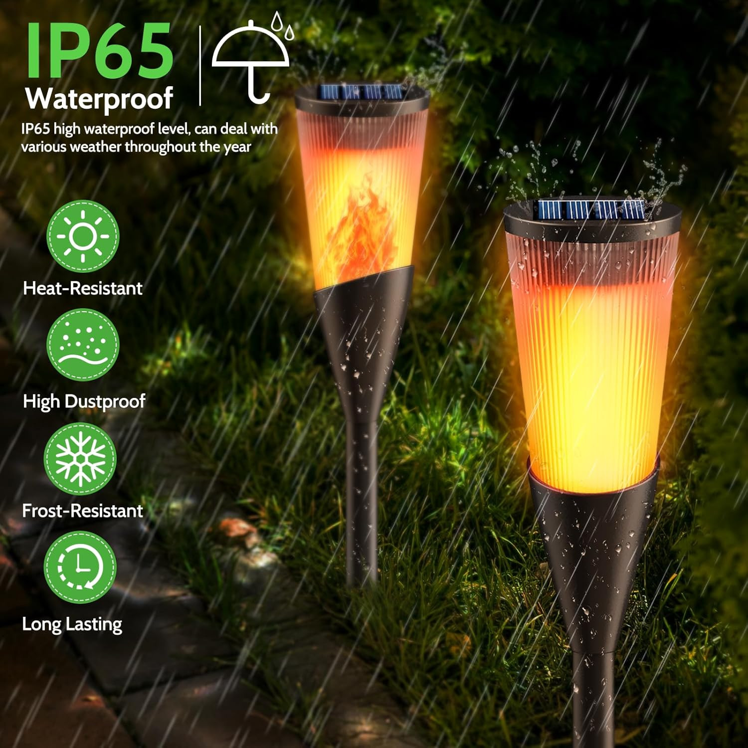 Fiaccole Solari Esterno 10pz Effetto Fuoco LED Impermeabili IP65 - 4