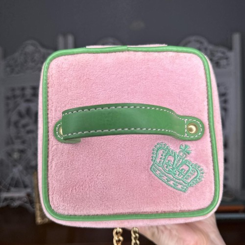 Juicy Couture Zipper Makeup Case Green and Pink Velour Y2K HTF - Picture 6 of 8
