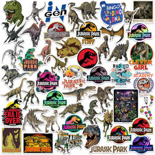 Jurassic Park 50Ct Vinyl Large Deluxe Stickers Variety Pack   Die-Cut Dinosaur 