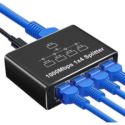 LAN Switch 1 Auf 4 1000Mbps Netzwerk Ethernet Splitter 4 Port Aluminium Gigab...