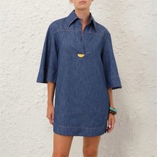 Zimmermann Illuminate Tunic Dress Size 1 AU10 US6 Denim
