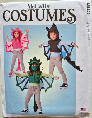 MCCALLS PATTERN 8225 DRAGON CAPE MASK  KIDS SIZES 3 4 5 6 7 8 UNCUT FF