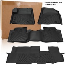 For 2009-2015 Honda Pilot Tpe Floor Mats Trunk Cargo Liner All-weather 3d 4pcs For 2009-2015 Honda Pilot Tpe Floor Mats Trunk Cargo Liner All-weather 3d 4pcs