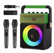 JYX Karaoke Machine Speaker with 2 Microphones  Party Flash Light Speaker Audio