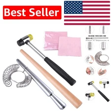 Comprehensive Metal Ring Mandrel Kit: Adjustable Sizer, Hammer & Cloths Included