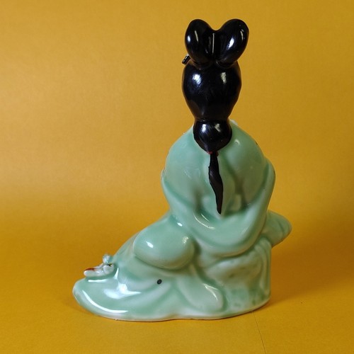 Vintage Japanese Geisha Girl With Golden Object - About 4.75" - Picture 8 of 11