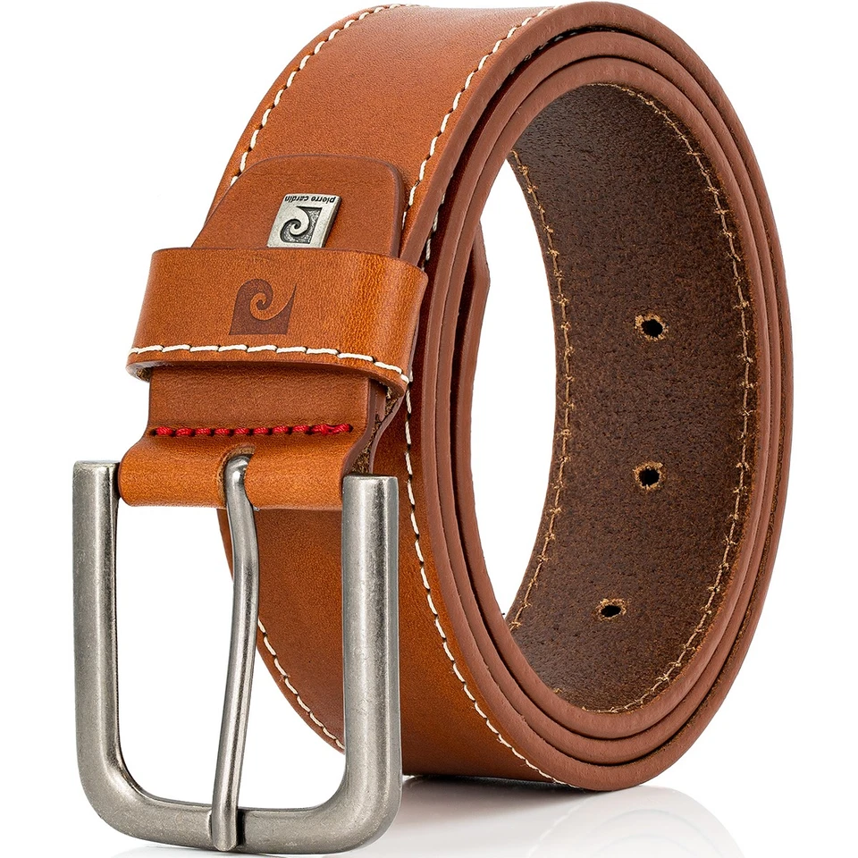 Pierre Cardin Leder-Gürtel Herren, Jeans-Gürtel Herren 40 mm breit Vollrindleder