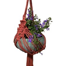 Gorgeous Handmade Marsala Wine Colored Macrame Plant Pot Hanger