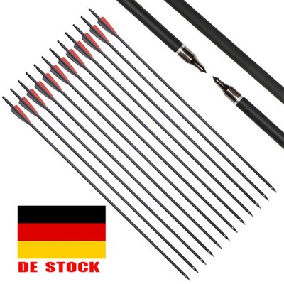 12X 30'' Bogenschießen Carbonpfeil Jagdpfeile Spine500 für Compound Recurve Bogen