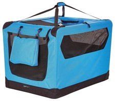 AMAZON BASICS FOLDING PORTABLE SOFT PET DOG CRATE CARRIER KENNEL - BLUE