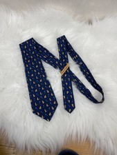 Salvatore Ferragamo Blue Silk Cat Print Tie Italy