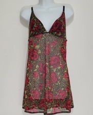 Vintage Victoria's Secret Chemise Sz Large Sheer Slip Dress Nighty Red Roses