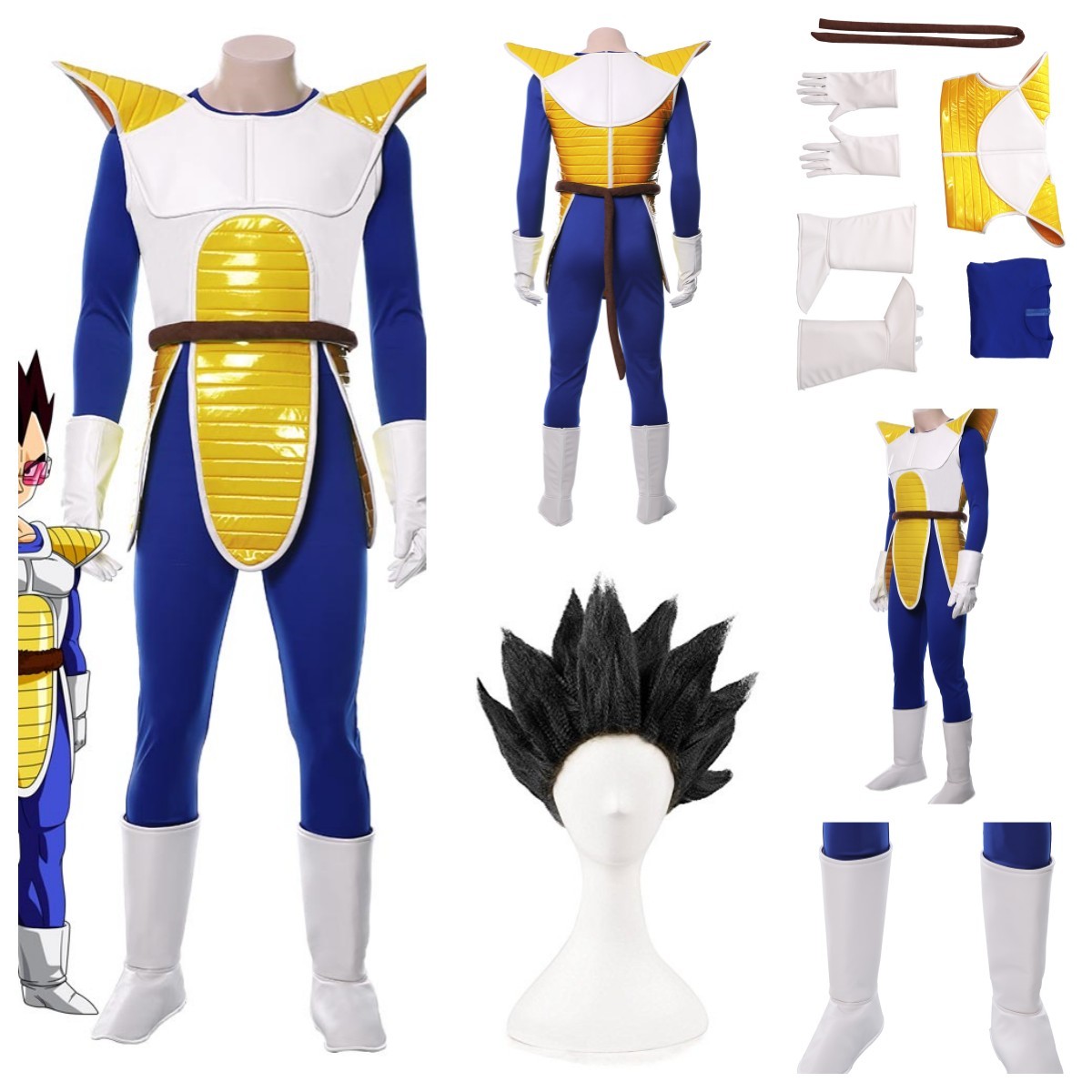 Vegeta Ball Z Disfraz Juegos con disfraces Halloween Carnaval Vegeta Disfraz Elegante Conjunto completo