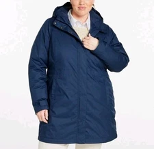 LL Bean Winter Warmer Coat 2X Navy Blue Fleece Lined