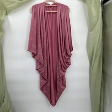 Pink Satin Floral Batwing Sleeveless Dressing Gown Kimono Robe One Size